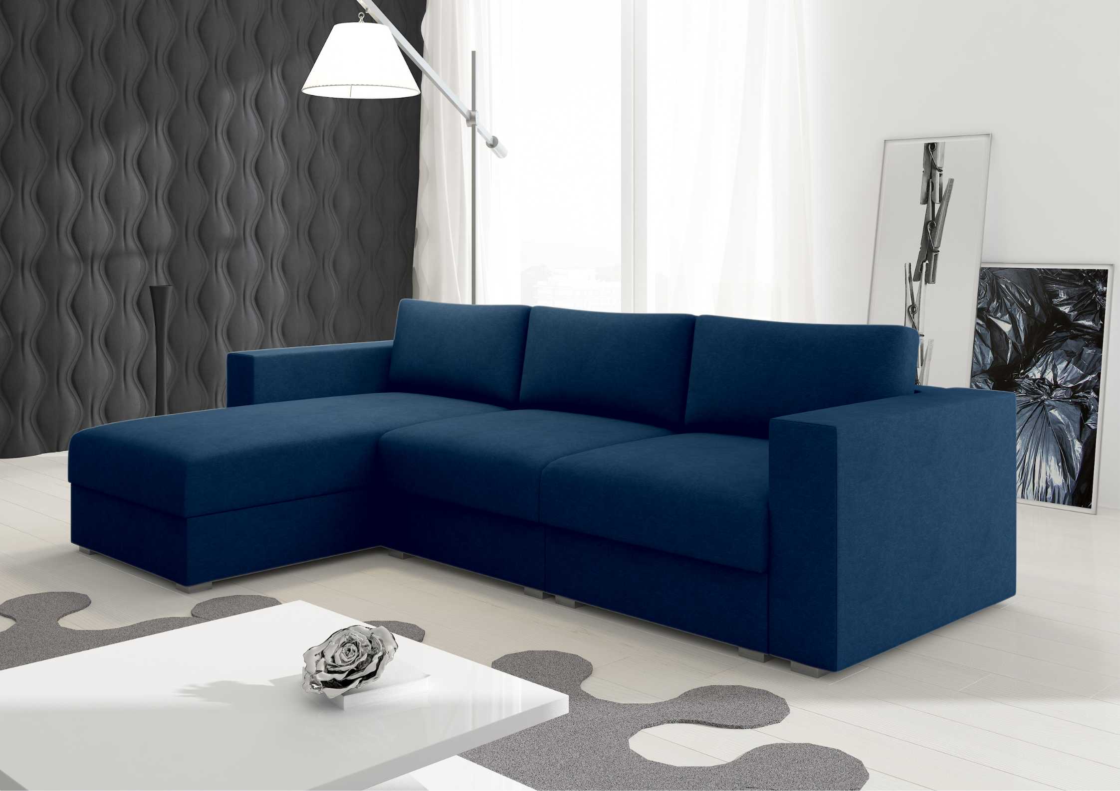 Modułowy narożnik z przeszyciami w kolorze granatowym